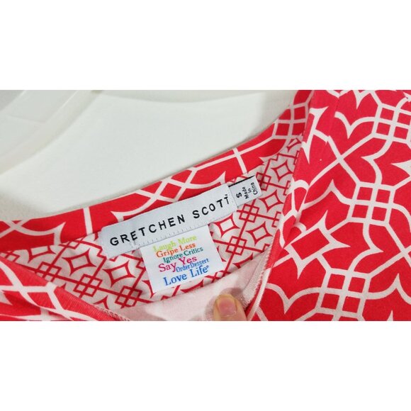 Gretchen Scott Orange Jersey Dress in Bombay Taj Print Size Small Cotton Spandex - Picture 2 of 7